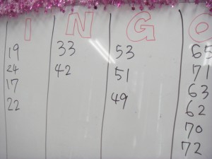 ビンゴ中のホワイトボード