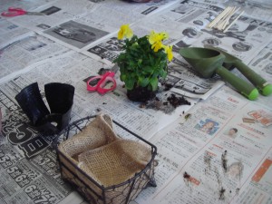 ハンギングバスケットの材料の写真